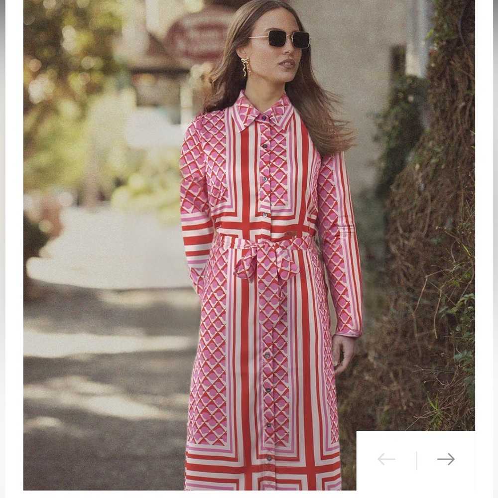 Stylish Pink Geometric Pattern Dress